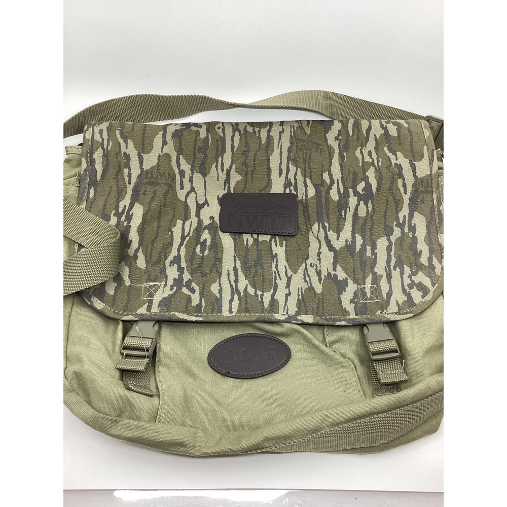 Boyt NWTF Messenger Bag Olive Canvas Bottomland Camo Satchel Shoulder Bag NWOT